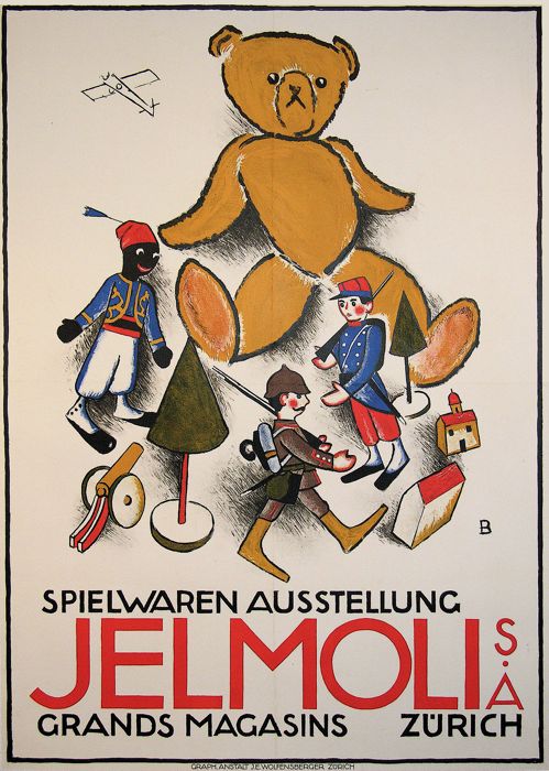 En vente :  JELMOLI Spielwaren Ausstellung Grands Magasins ZURICH Antike Plakatte