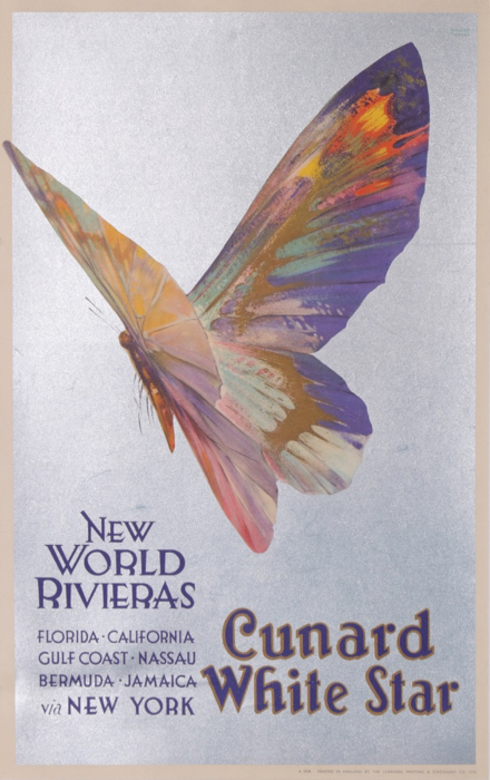 En vente :  CUNARD WHITE STAR  BUTTERFFLY NEW WORLD RIVIERAS  CALIFORNIA FLORIDA NASSAU