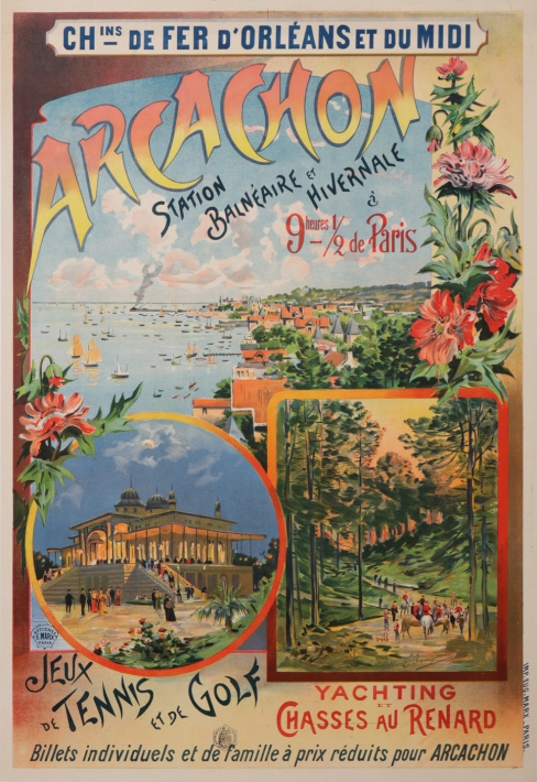 Affiche chemin de fer Orléans Arcachon 