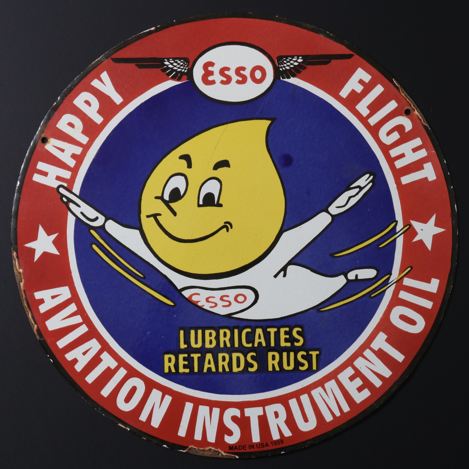 En vente :  Sold !!!! ESSO HAPPY FLIGHT AVIATION INSTRUMENT OIL-PLAQUE EMAIL