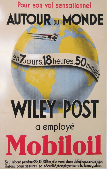 En vente :  VOL AUTOUR DU MONDE.  WILEY POST. MOBILOIL