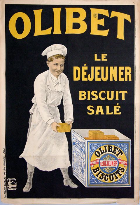 En vente :  LE DEJEUNER BISCUIT SALÉ  OLIBET VINTAGE POSTER of FOOD