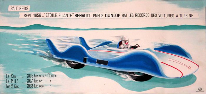 En vente :  DUNLOP BAT LES RECORDS DES VOITURES A TURBINE  -ETOILE FILANTE - RENAULT SALT BE