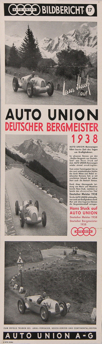 En vente :  GRANDE COURSE AUTO UNION DEUTSCHER BERGMEISTER 1938