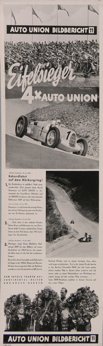 En vente :  NÜRBURGRING 1937 EIFELSIEGER 4X AUTO UNION