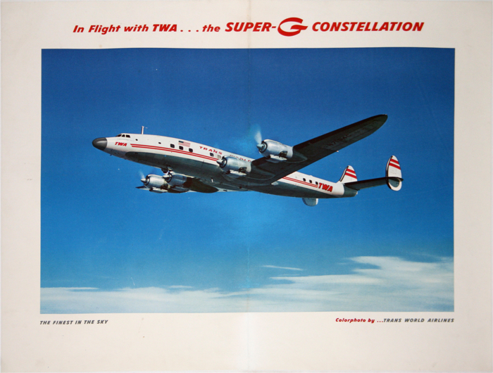 En vente :  AFFICHE ANCIENNE TWA SUPER G CONSTELLATION TRANS WORLD AIRLINES
