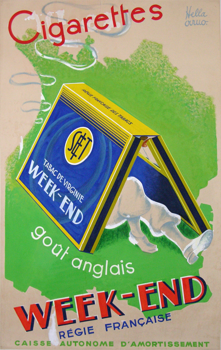 En vente :  CIGARETTES WEEK END-GOUT ANGLAIS- PROJET ORIGINAL DE L'AFFICHE