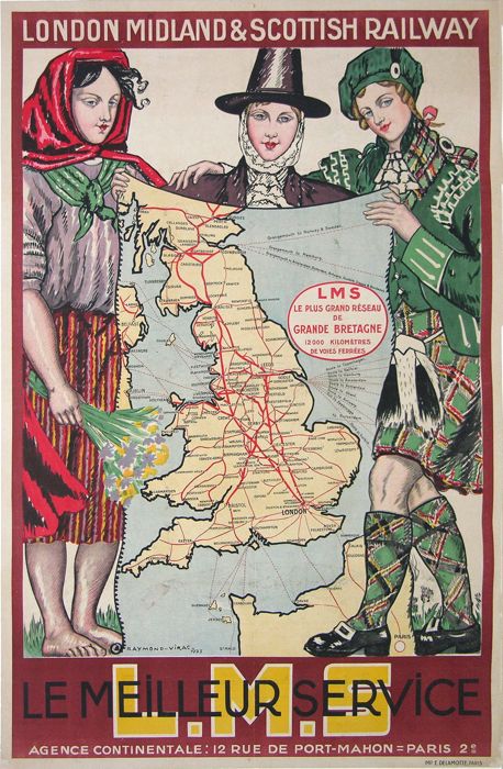 En vente :  L.M.S LONDON MIDLAND AND SCOTTISH RAILWAY - AFFICHE ANCIENNE