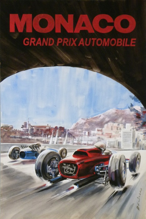 En vente :  MAQUETTE GOUACHE MONACO GRAND PRIX AUTOMOBILE