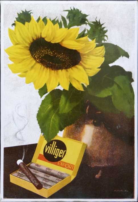 En vente :  PLAQUE EMAILLEE CIGARES VILLIGER EXPORT