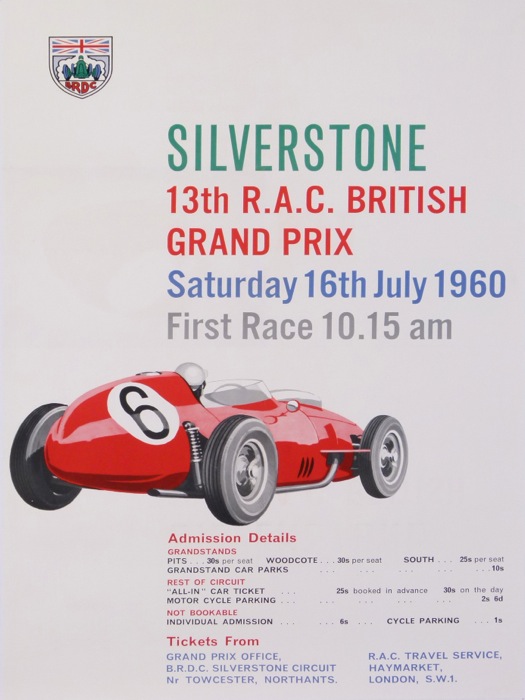En vente :  GRAND PRIX DE SILVERSTONE 13 R.A.C  BRITISH SATURDAY 16TH  1960 FIRTH RACE