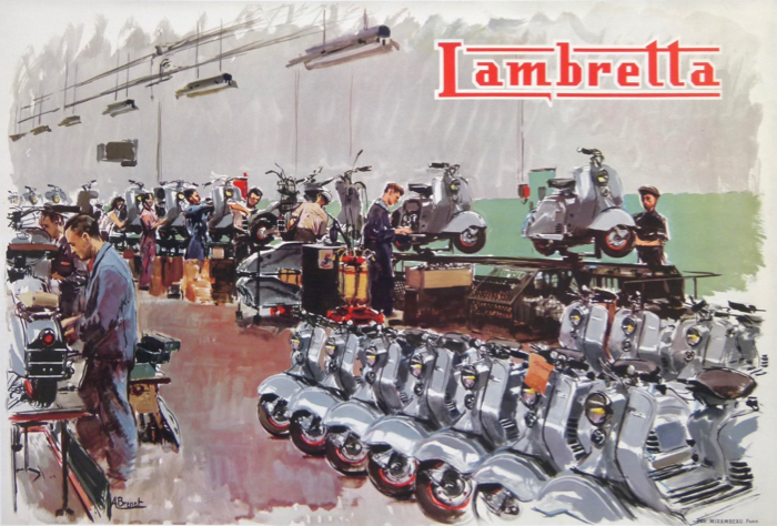 En vente :  LAMBRETTA VUE DE L'USINE DE CONSTRUCTION DES SCOOTERS