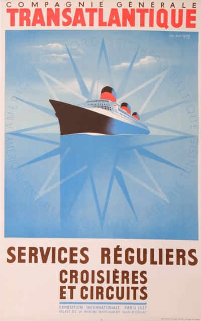 En vente :  NORMANDIE Cie Gle TRANSATLANTIQUE SERVICES REGULIERS CROISIERE AMERIQUE NORD