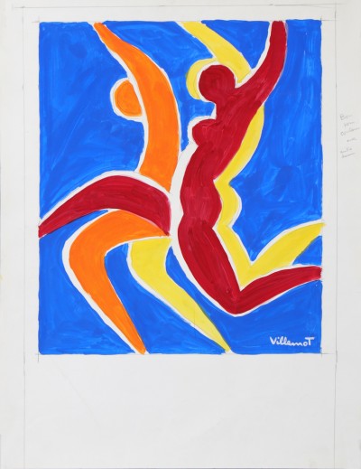 En vente :  LA FETE DE L AFFICHE Gouache originale signée - Original signed water painting M