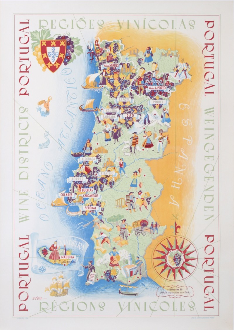 En vente :  PORTUGAL REGIONS VINICOLES  WINE DISTRICT RÉGIOS VINICOLAS  CARTE TOURISTIQUE