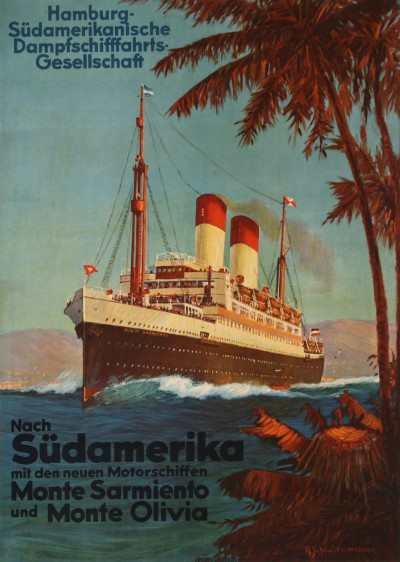 En vente :  HAMBURG SUDAMERIKA MONTE SARMIENTO MONTE OLIVIA PAQUEBOT