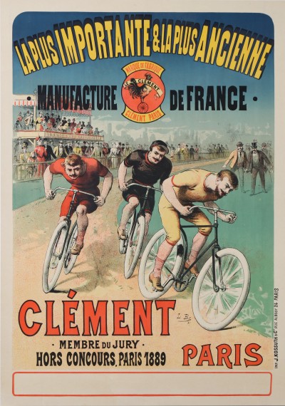 En vente :  CYCLES CLEMENT MANUFACTURE DE FRANCE - COURSE CYCLISTE - CYCLING RACE - Affiche