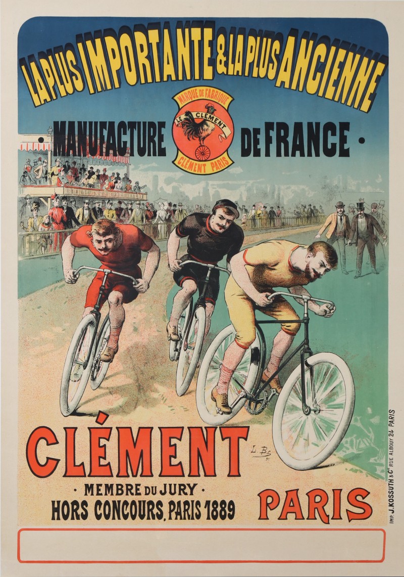 En vente :  CYCLES CLEMENT MANUFACTURE DE FRANCE - COURSE CYCLISTE - CYCLING RACE - Affiche
