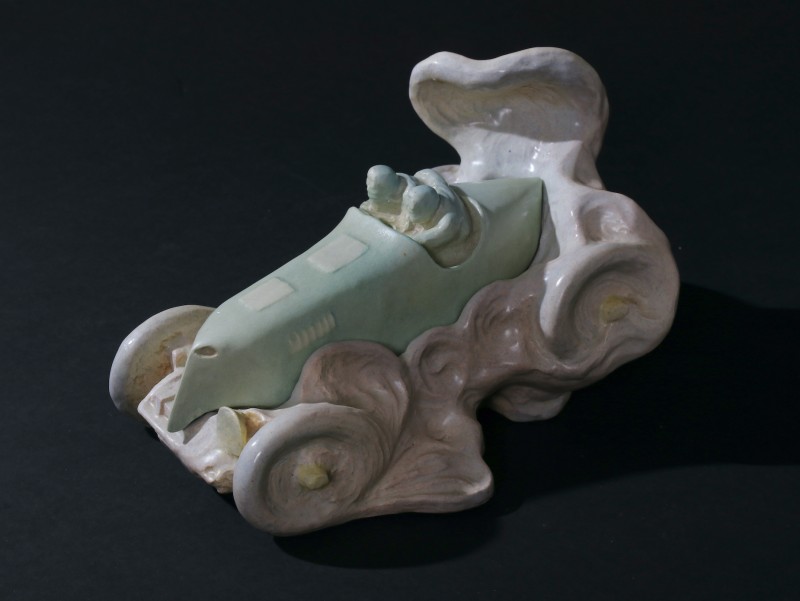 En vente :  MORS CERAMIQUE AUTOMOBILE PARIS-MADRID par Emile DeCoeur céramiste et  Sculpteur