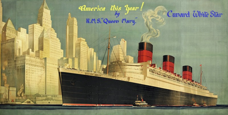 En vente :  CUNARD WHITE STAR AMERICA BY RMS QUEEN MARY