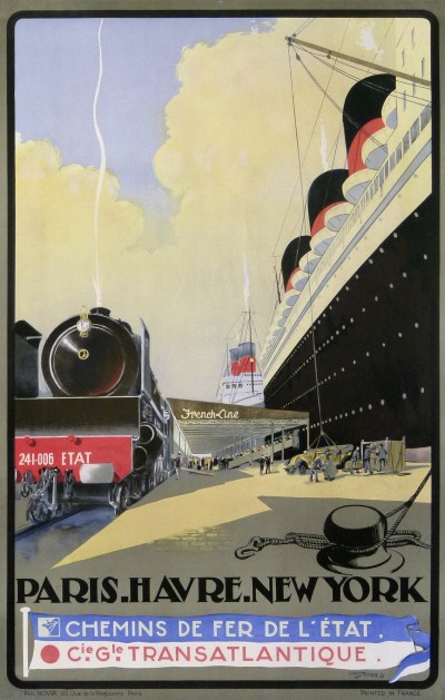 En vente :  PARIS HAVRE NEW-YORK CHEMIN DE FER DE L'ETAT CIE GLE TRANSATLANTIQUE