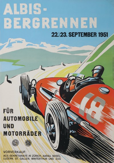 En vente :  ALBIS-BERGRENNEN 22-23 September 1951 Für Automobile und Motorräder FERRARI
