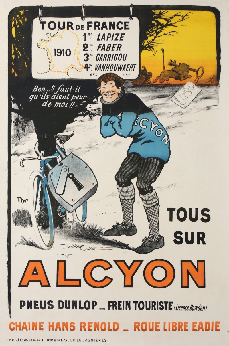 En vente :  TOUR DE FRANCE 1910 ALCYON CYCLES  VAINQUEUR PAR EQUIPE ET PAR MARQUE