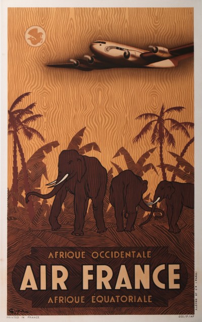 En vente :  AIR FRANCE AFRIQUE OCCIDENTALE EQUATORIALE ÉLÉPHANTS AUX PETITES OREILLES