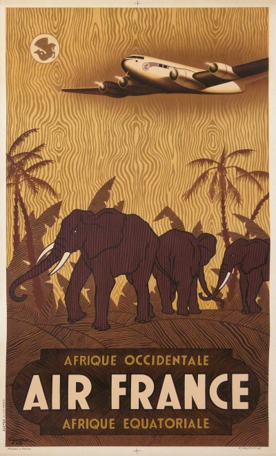 En vente :  AIR FRANCE AFRIQUE OCCIDENTALE EQUATORIALE  ÉLÉPHANTS AUX GRANDES OREILLES