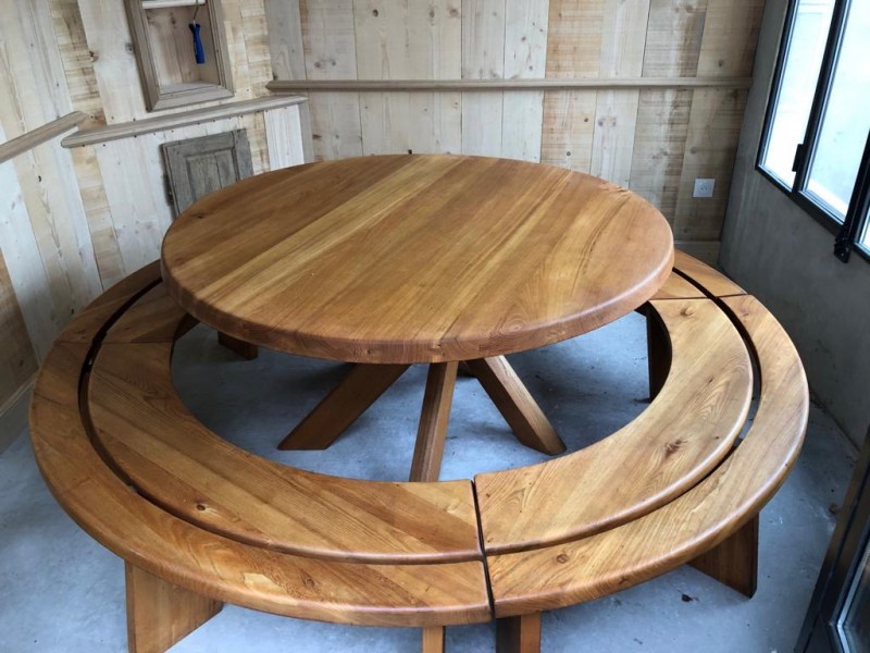 En vente :  CHAPO TABLE BASSE  RONDE SFAX  T21D  avec 4 BANCS  S38A  QUART DE ROND EN 