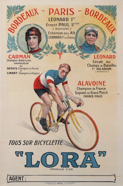 En vente :  BICYCLETTES LORA BORDEAUX PARIS BORDEAUX ALAVOINE CHAMPION DE FRANCE