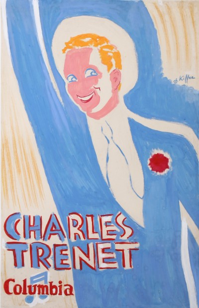 En vente :  CHARLES TRENET MAQUETTE ORIGINALE DE L'AFFICHE COLUMBIA DISQUES