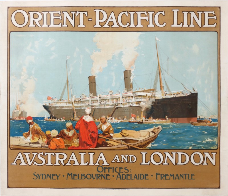 En vente :  ORIENT-PACIFIC LINE AUSTRALIA AND LONDON SYDNEY  MELBOURNE ADELAIDE FREMANTLE