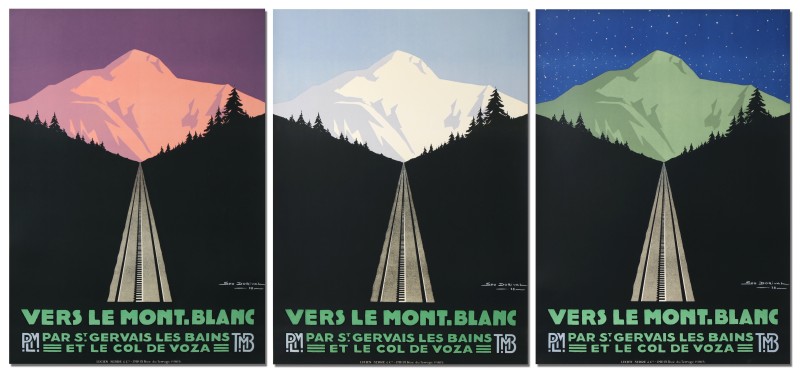 En vente :  RARE SET COMPLET  VERS  LE MONT BLANC PLM - TMB  PAR ST GERVAIS LES BAINS COL DE LA VOZA JOUR,CREPUSCULE, NUIT.