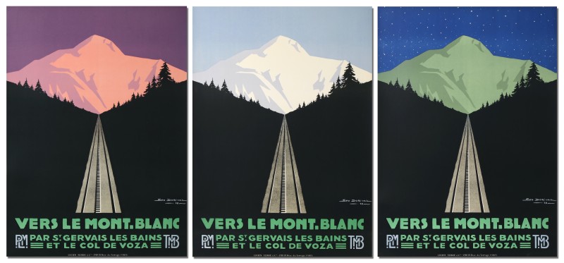 En vente :  VERS LE MONT BLANC PLM - TMB  PAR ST GERVAIS LES BAINS COL DE LA VOZA NUIT , CREPUSCULE,   JOUR RARE SET COMPLET