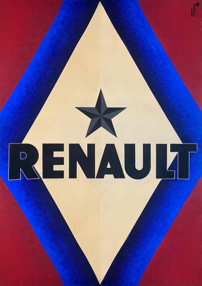 En vente :  LOUPOT-CASSANDRE  MAQUETTE RENAULT GOUACHE  POLYCHROME
