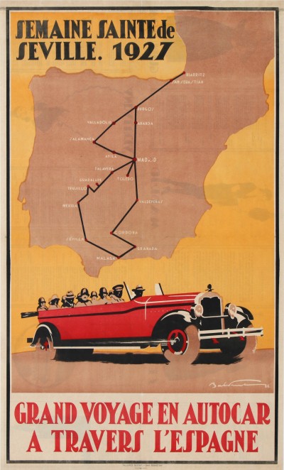 En vente :  GRAND VOYAGE EN AUTOCAR SEVILLE  A TRAVERS L'ESPAGNE 1927