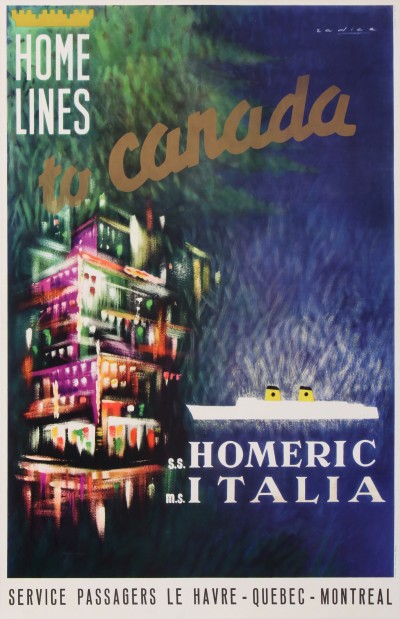 En vente :  HOME LINEs to CANADA S.s HOMERIC  M.S ITALIA