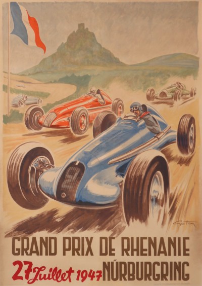 En vente :  GRAND PRIX DE RHENANIE  27 JUILLET 1947 NURBURGRING  RARISSIME AFFICHE  !!