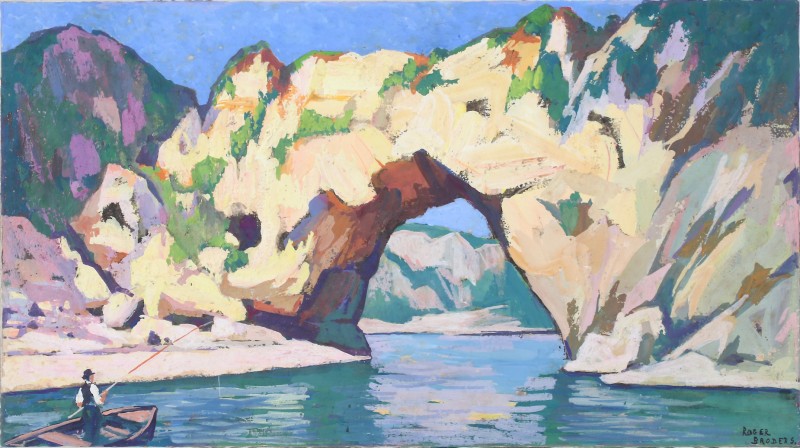 En vente :  GOUACHE LE VIVARAIS-LE PONT DARC GORGES DE L'ARDECHE