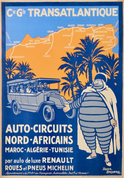 En vente :  BIBENDUM Cie Gal TRANSATLANTIQUE AUTO CIRCUITS NORD AFRICAINS MAROC ALGERIE TUNISIE PAR AUTO de LUXE RENAULT ROUES ET PN