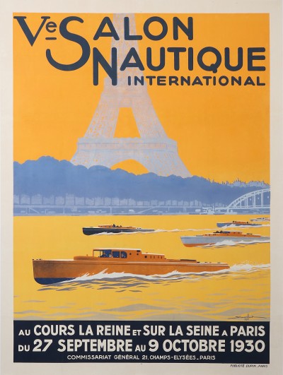 En vente :  Ve SALON NAUTIQUE PARIS. TOUR EIFFEL CANOT AUTOMOBILES Au Cours de la Reine et sur la Seine Paris