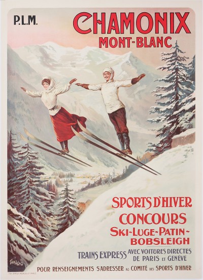 En vente :  CHAMONIX MONT BLANC SPORTS D'HIVER CONCOURS DE SKI  LUGE PATIN A GLACE ET BOBSLEIGH TRAIN EXPRESS PLM