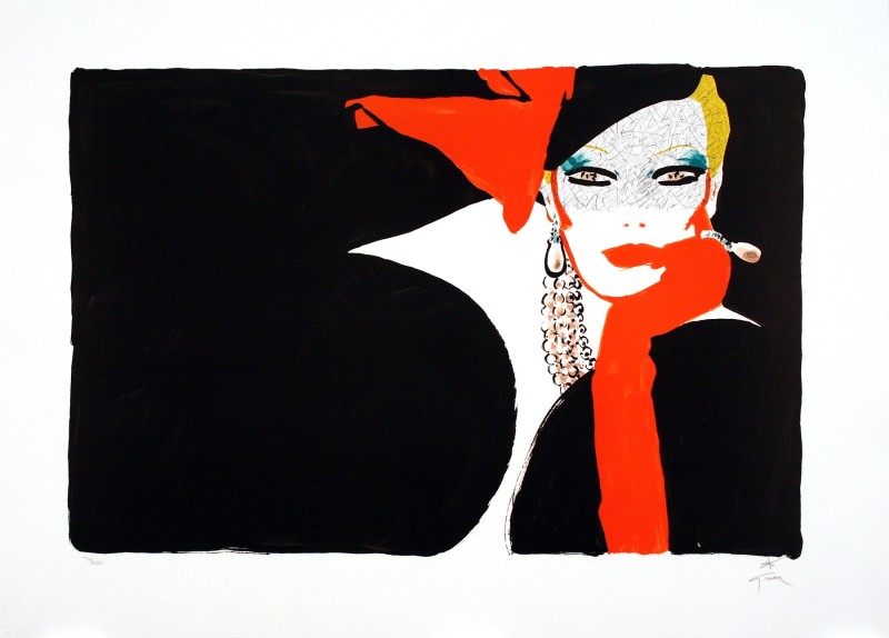 En vente :  SEBA GLOVES (GANT ROUGE) LITHOGRAPHIE Hand signed in pencil with monogram - Numbered 155/300