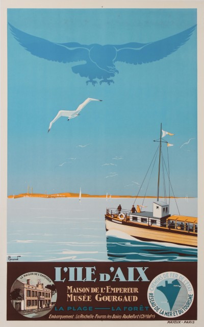 En vente :  ILE d AIX  MAISON DE L'EMPEREUR MUSEE GOURGAUD CHEMIN DE FER DE L'ETAT  Embarquement  La Rochelle Fouras  Rochefort