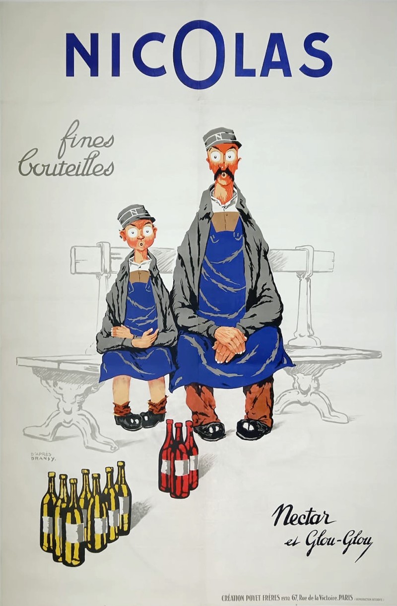 En vente :  DRANSY NICOLAS NECTAR ET GLOU GLOU  ASSIS SUR UN BANC