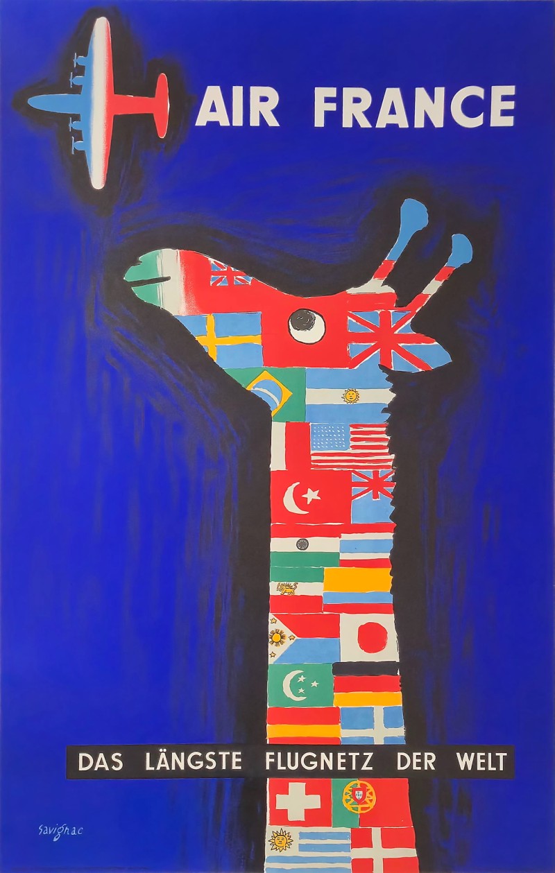En vente :  AIR FRANCE GIRAFE LE PLUS GRAND RESEAU AERIEN DU MONDE- DAS LÄNGSTE FLUGNETZ DER WEL