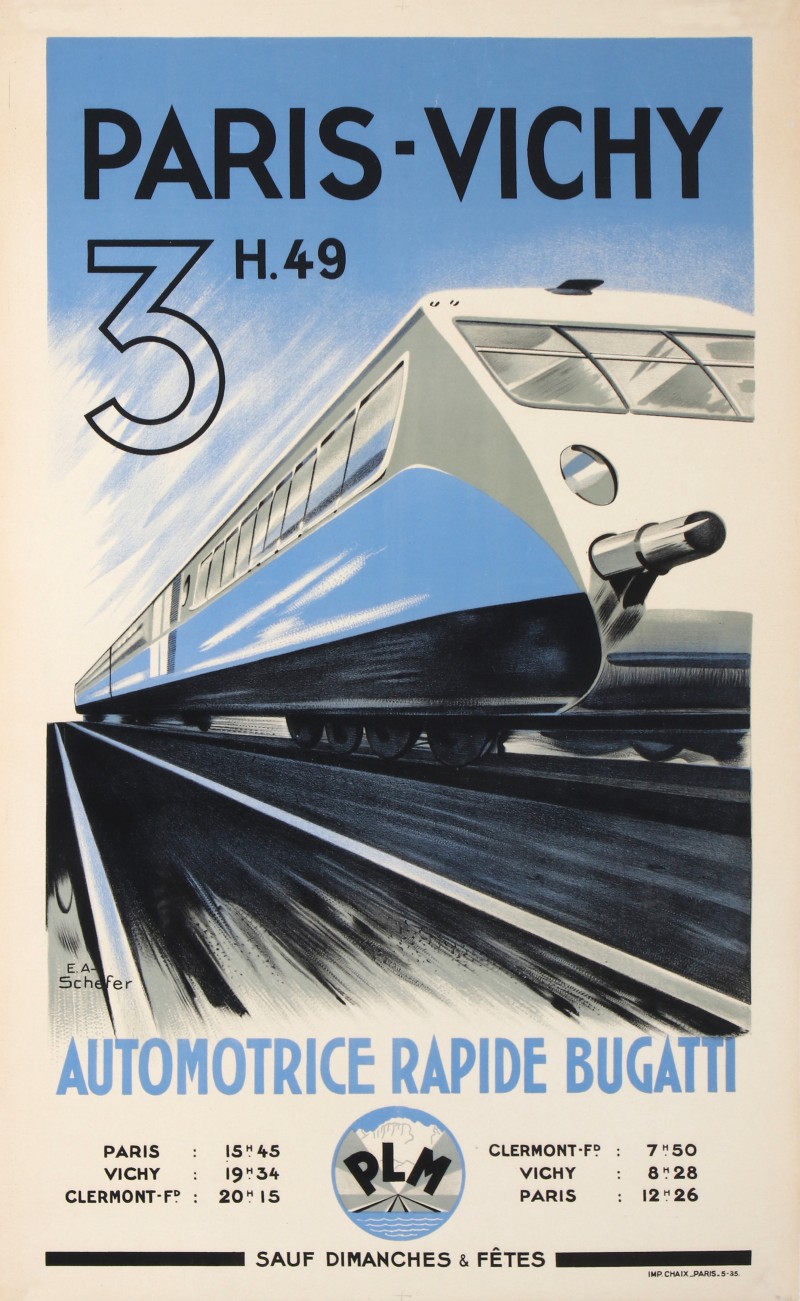 En vente :  PARIS-VICHY 3h49 AUTOMOTRICE RAPIDE BUGATTI PLM