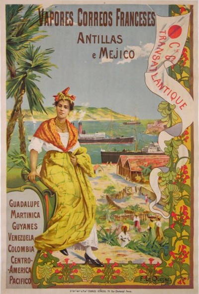 En vente :  Cie Gal TRANSATLANTIQUE VAPORES CORREOS FRANCESES ANTILLES GUADELOUPE MARTINIQUE