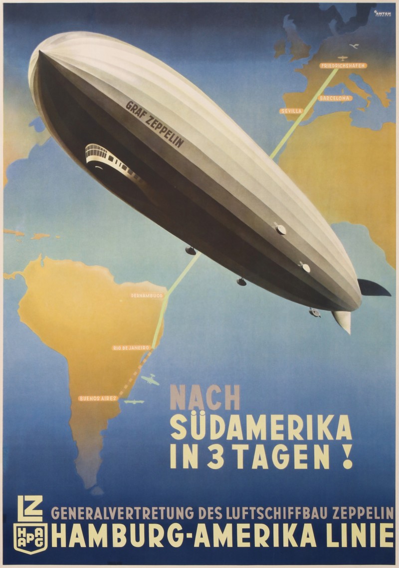 En vente :  GRAF ZEPPELIN HAMBURG AMERIKA LINIE  NACH SUDAMERIKA IN 3 TAGEN